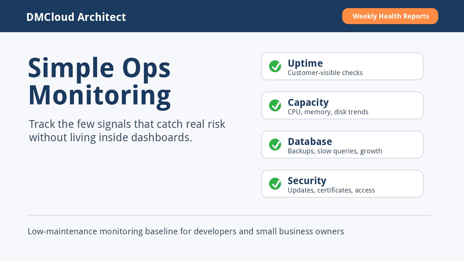 Simple Ops Monitoring for Small Teams: What to Track Without Dashboard Overload