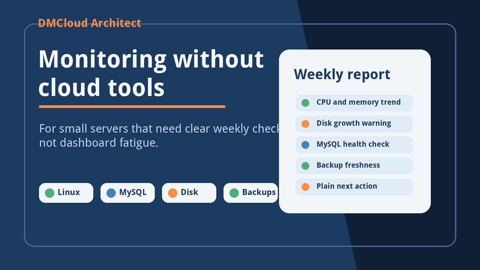 Monitoring Without Cloud Tools: A Practical Weekly Checklist for Small Servers