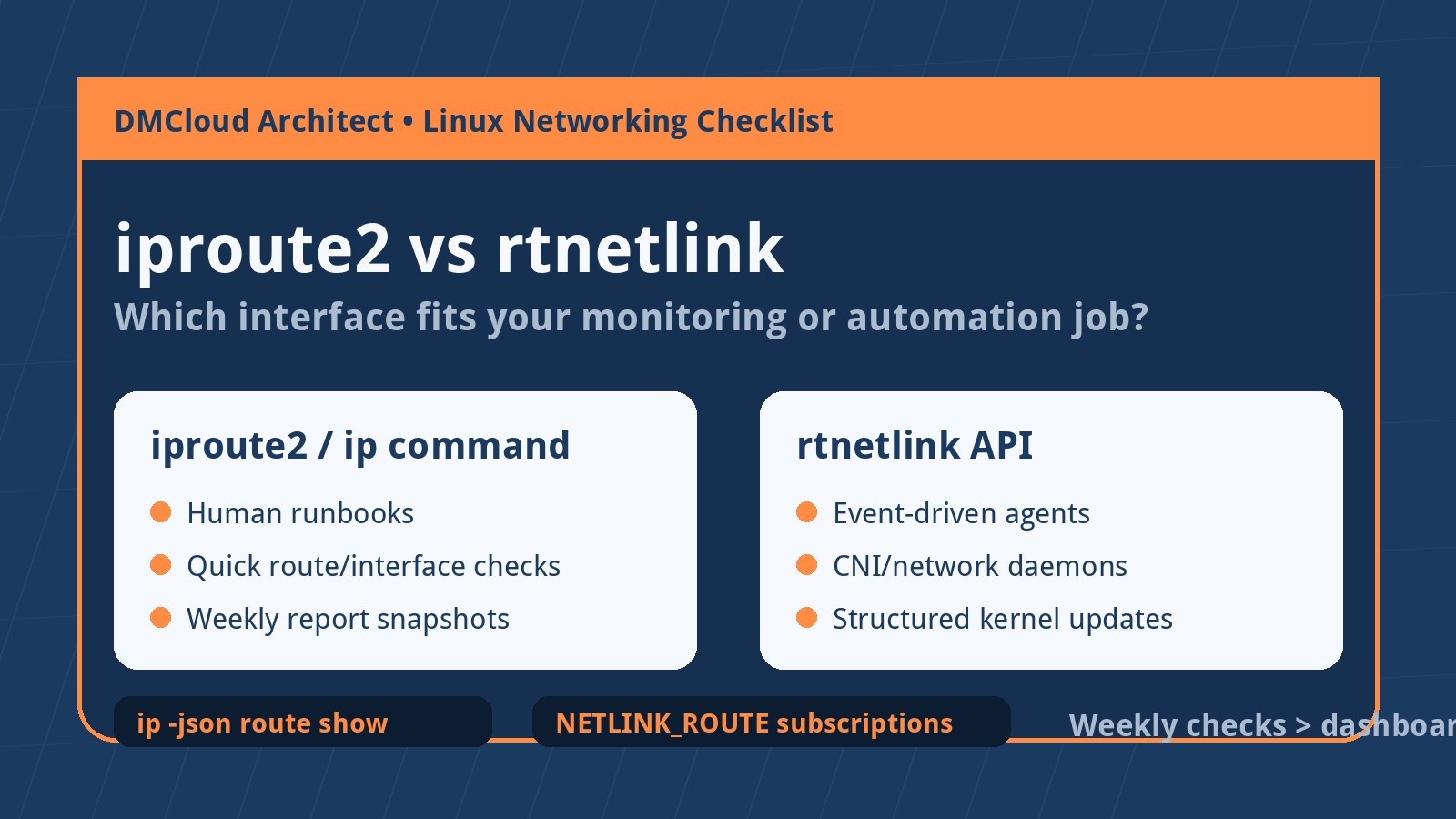 iproute2 vs rtnetlink: A Linux Networking Checklist for Monitoring Agents