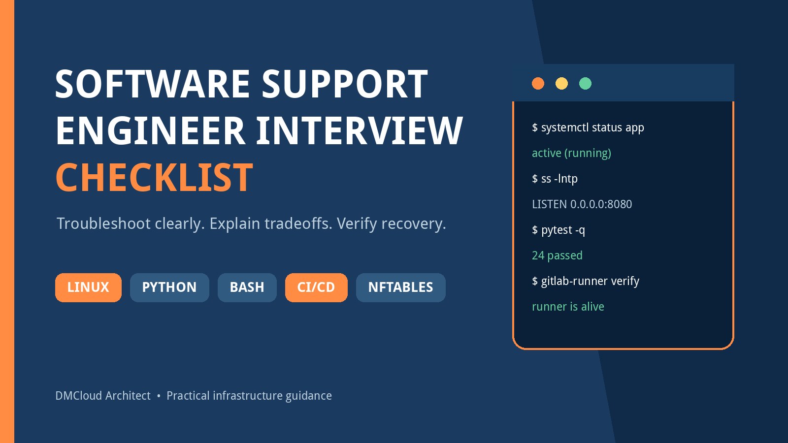 Software Support Engineer Interview Prep: Linux, Python, Bash, and CI/CD Checklist